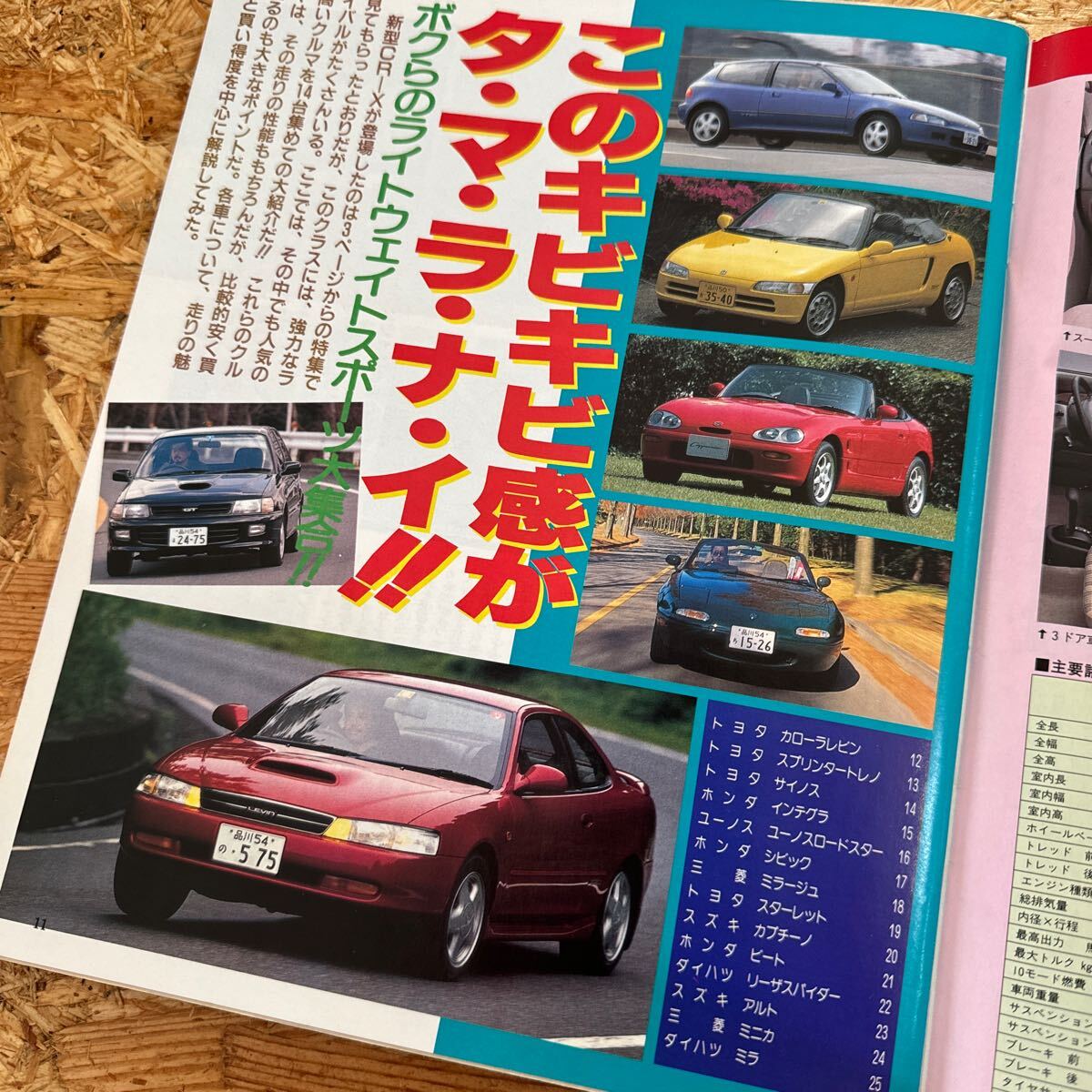 月刊マイカー 4月号 1992年 平成4年 デルソル カローラレビン スプリンタートレノ サイノス インテグラ ユーノス リーザスパイダー MS-8の画像5