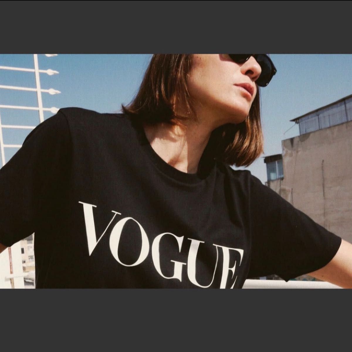 VOGUE 可愛いプリント Tシャツ　SNS人気　海外セレブ 白 黒2枚セット　Mサイズ  半袖Tシャツ 