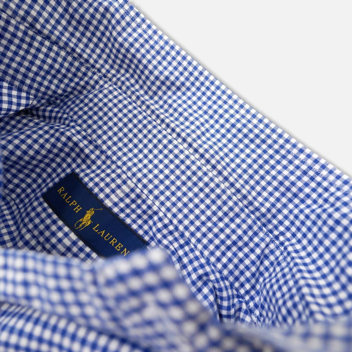  непоколебимый высокое качество . casual рубашка![ Ralph Lauren (M) ] кнопка down рубашка с длинным рукавом серебристый жевательная резинка проверка внутренний стандартный хлопок 100%