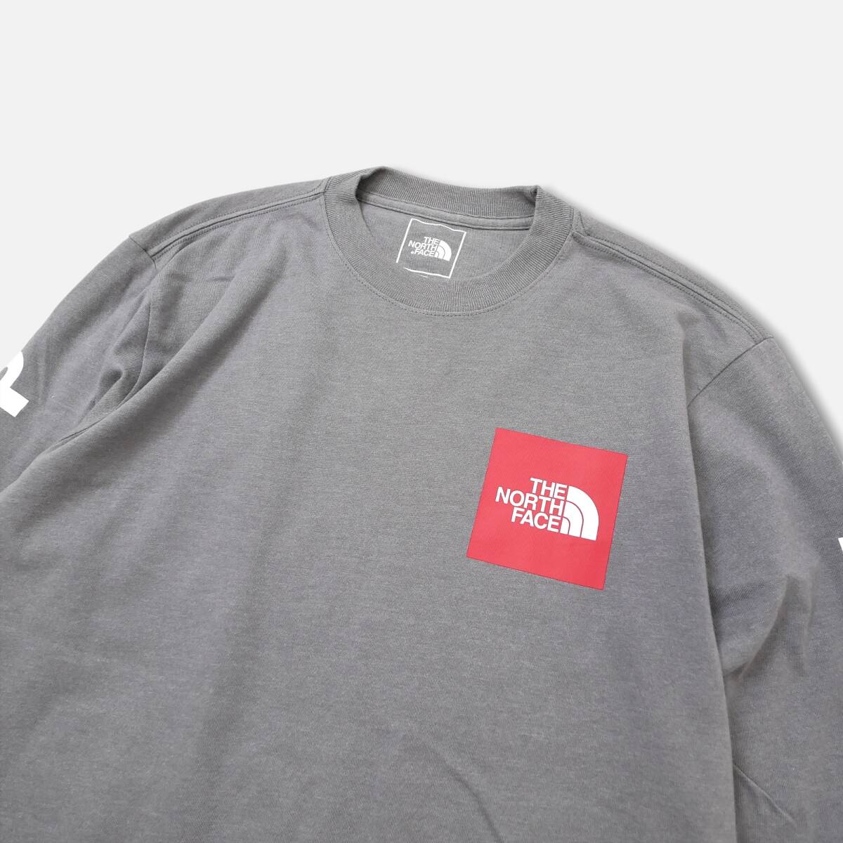 両腕プリントの豪華版！！【 ノースフェイス (S) 】クルーネック 長袖Tシャツ グレー THE NORTH FACE 000721176_画像2