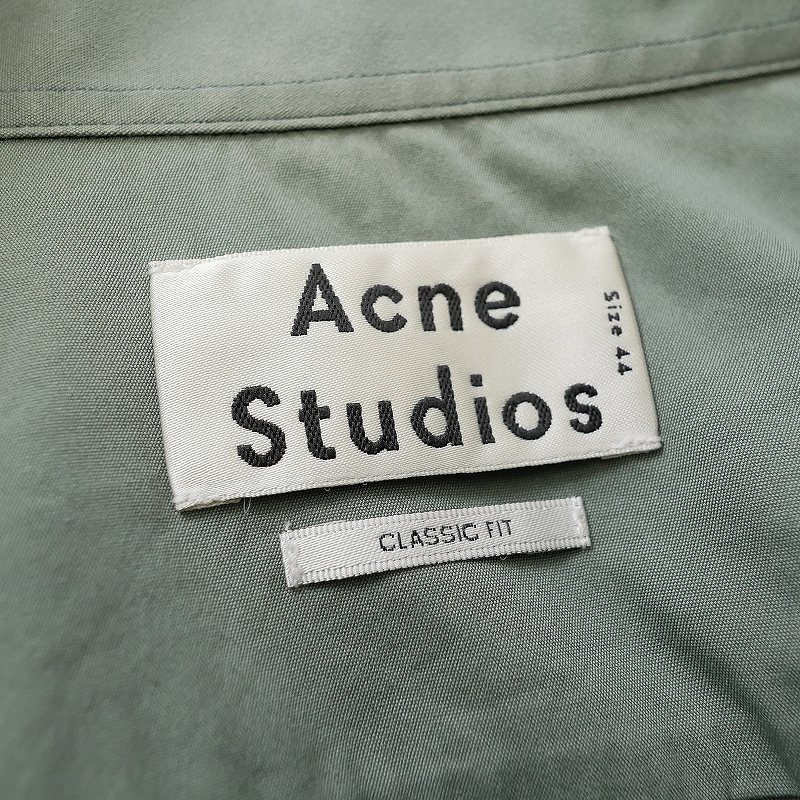 シンプルだけど隠しきれない上品さ！【 Acne Studios (M) 】ストレッチ 長袖シャツ 薄モスグリーンカラー アクネスタディオスの画像6