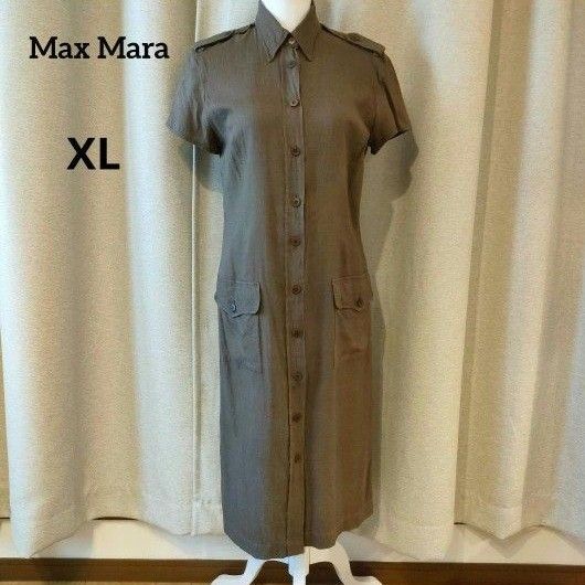 マックスマーラ Max Mara 銀タグ シルク100％ シャツワンピース XL