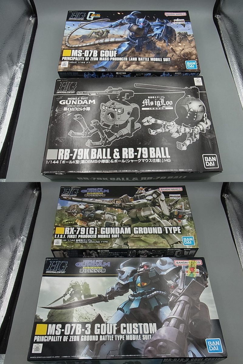 P35-10/4点セット HG 1/144 機動戦士ガンダム 第08MS小隊 陸戦型ガンダム グフカスタム グフ ボールK型 等 プラモデル 未組立_画像1