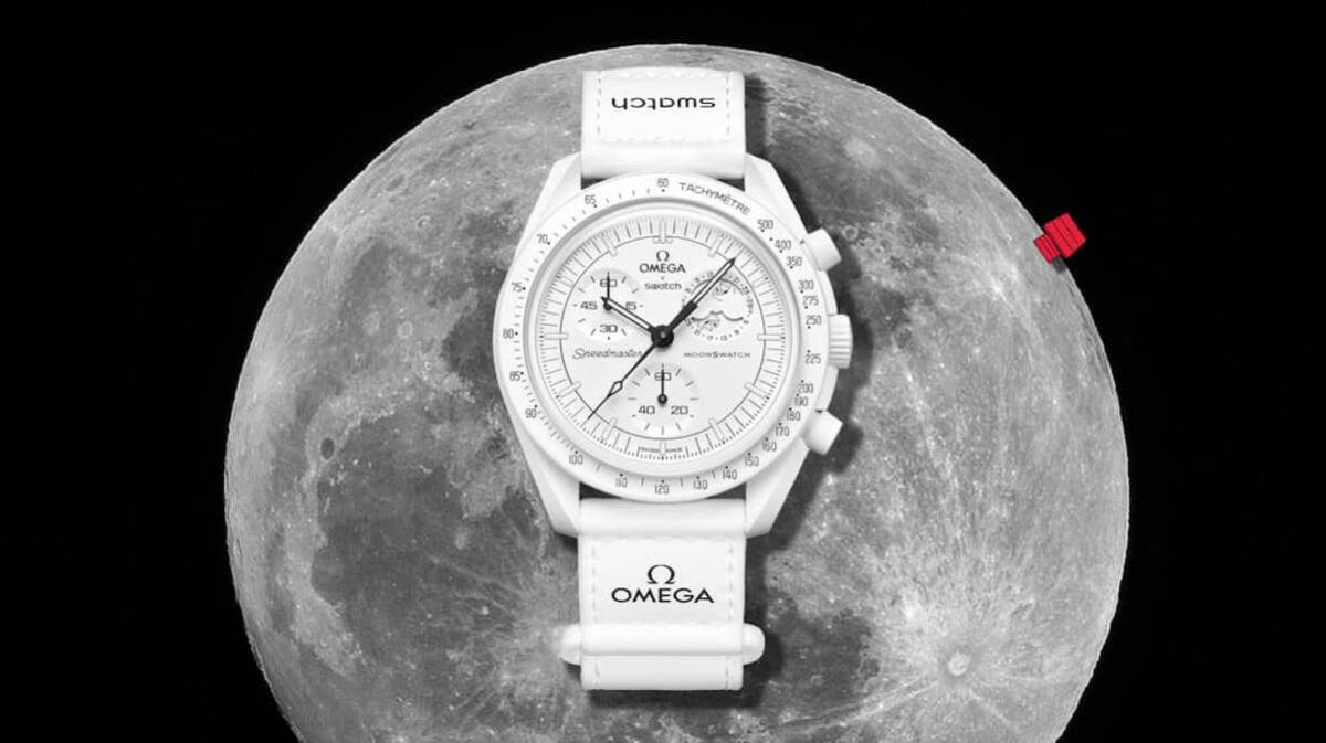 新品 未使用Snoopy x OMEGA x Swatch BIOCERAMIC MoonSwatch Mission To The Moonphase Whiteムーンスウォッチ ピーナッツの画像2