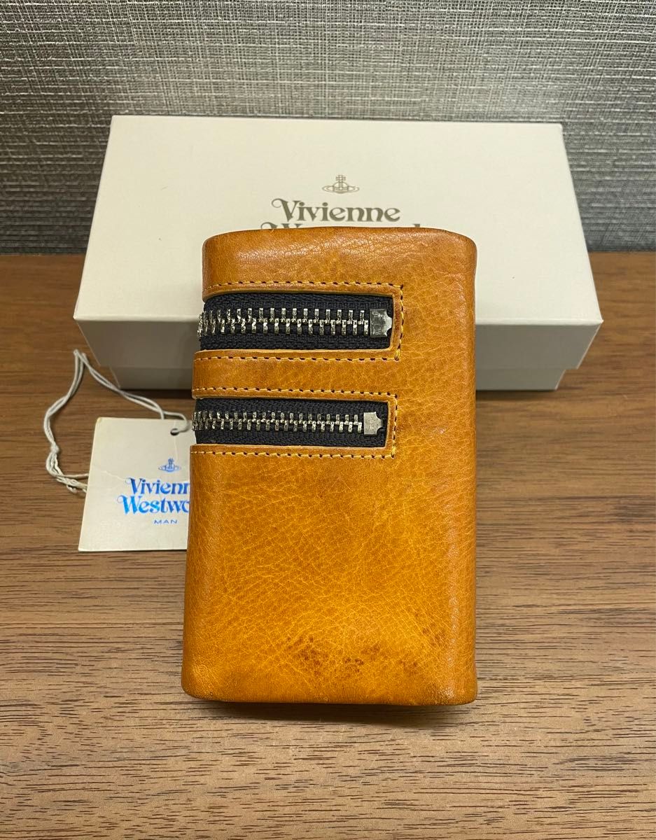 Vivienne Westwood キーケース ダブルジップ イエロー レザー Vivienne Westwood キーケース ダブルジップ イエロー レザー