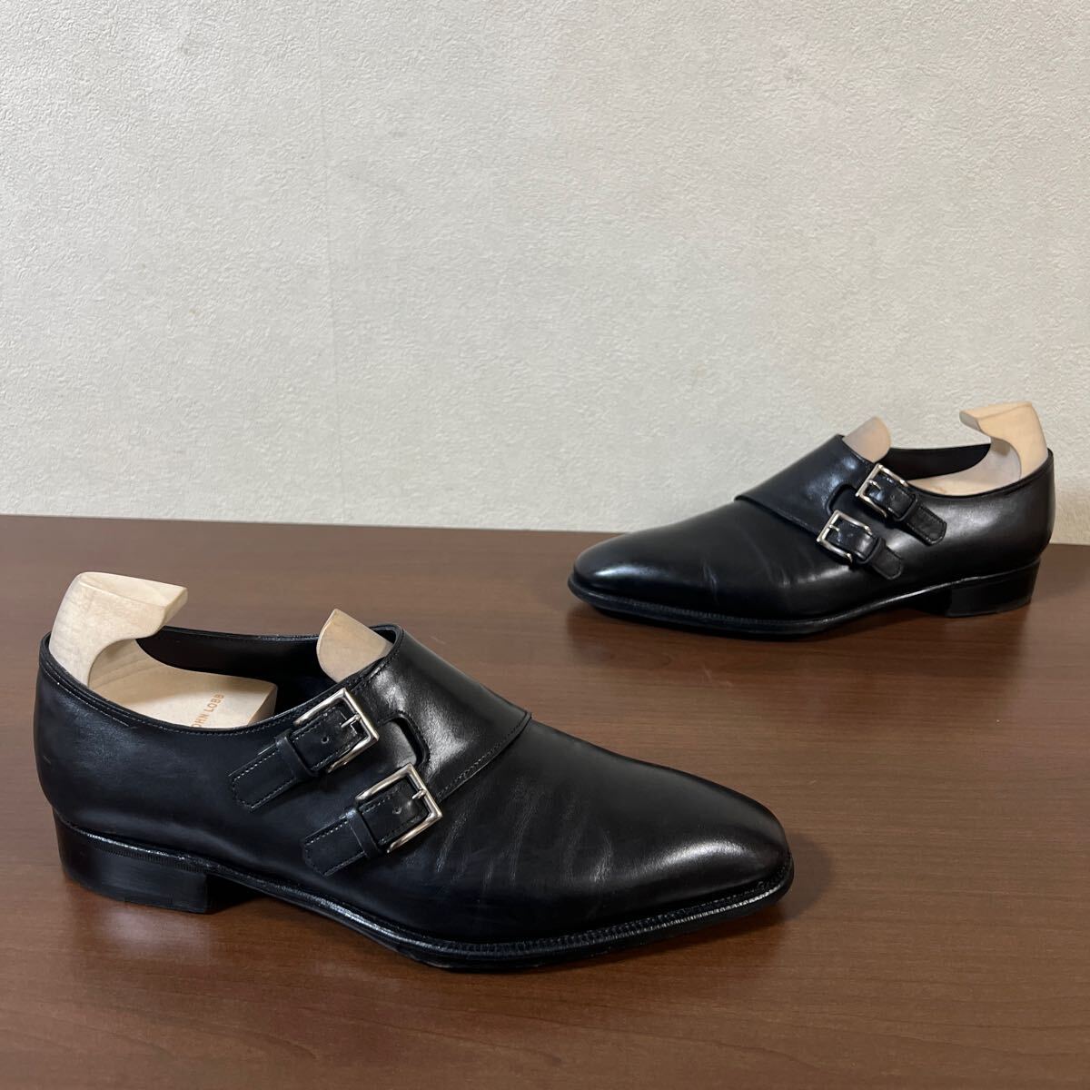 【美品】John Lobb ジョンロブ CHAPEL チャペル ダブルモンクストラップ レザー シューズ size 8 1/2E シューキーパー付き_画像3