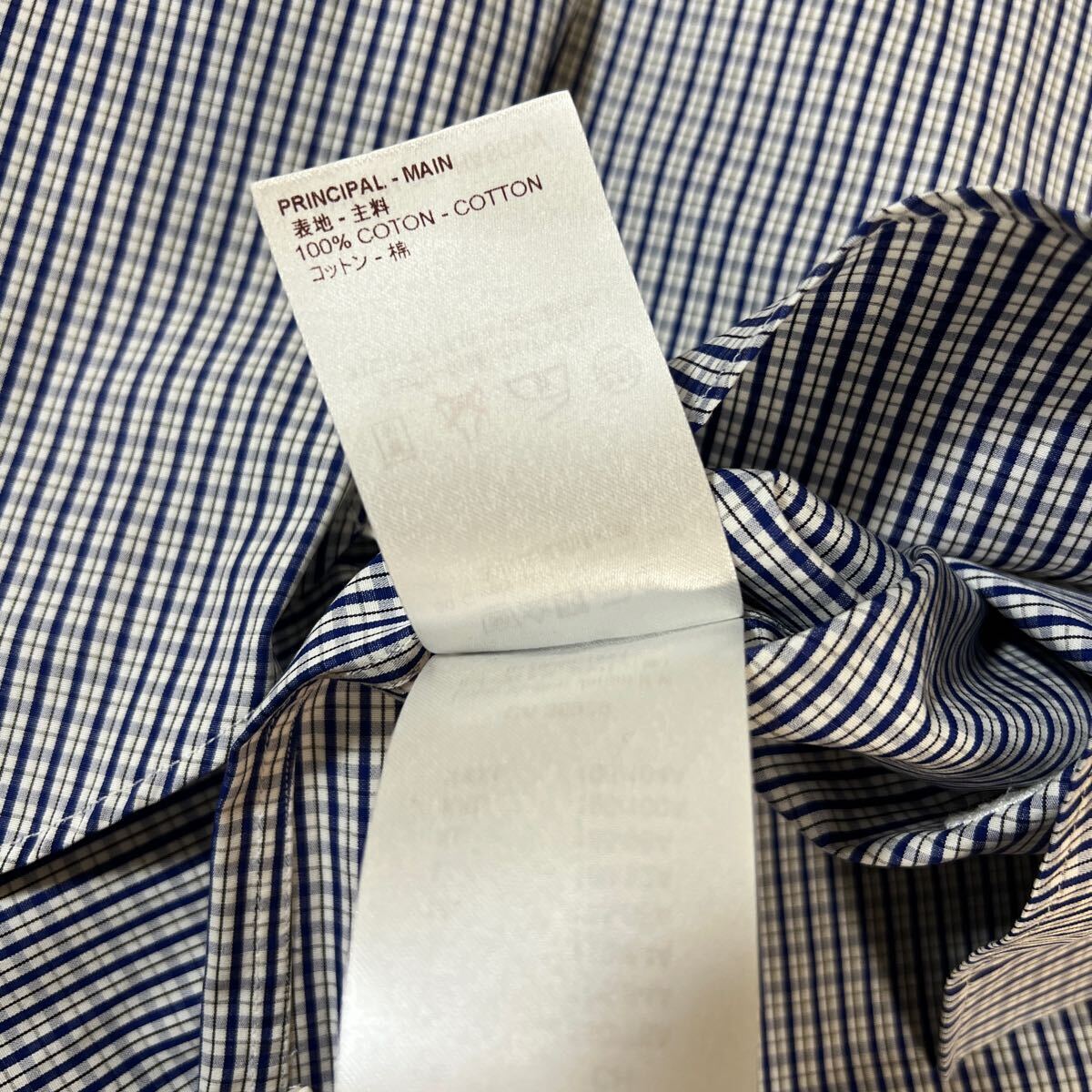 【新品未使用】LOUIS VUITTON ルイヴィトン LVサークル刺繍 チェックシャツ ドレスシャツ size S ブルー メンズ タグ付きの画像8