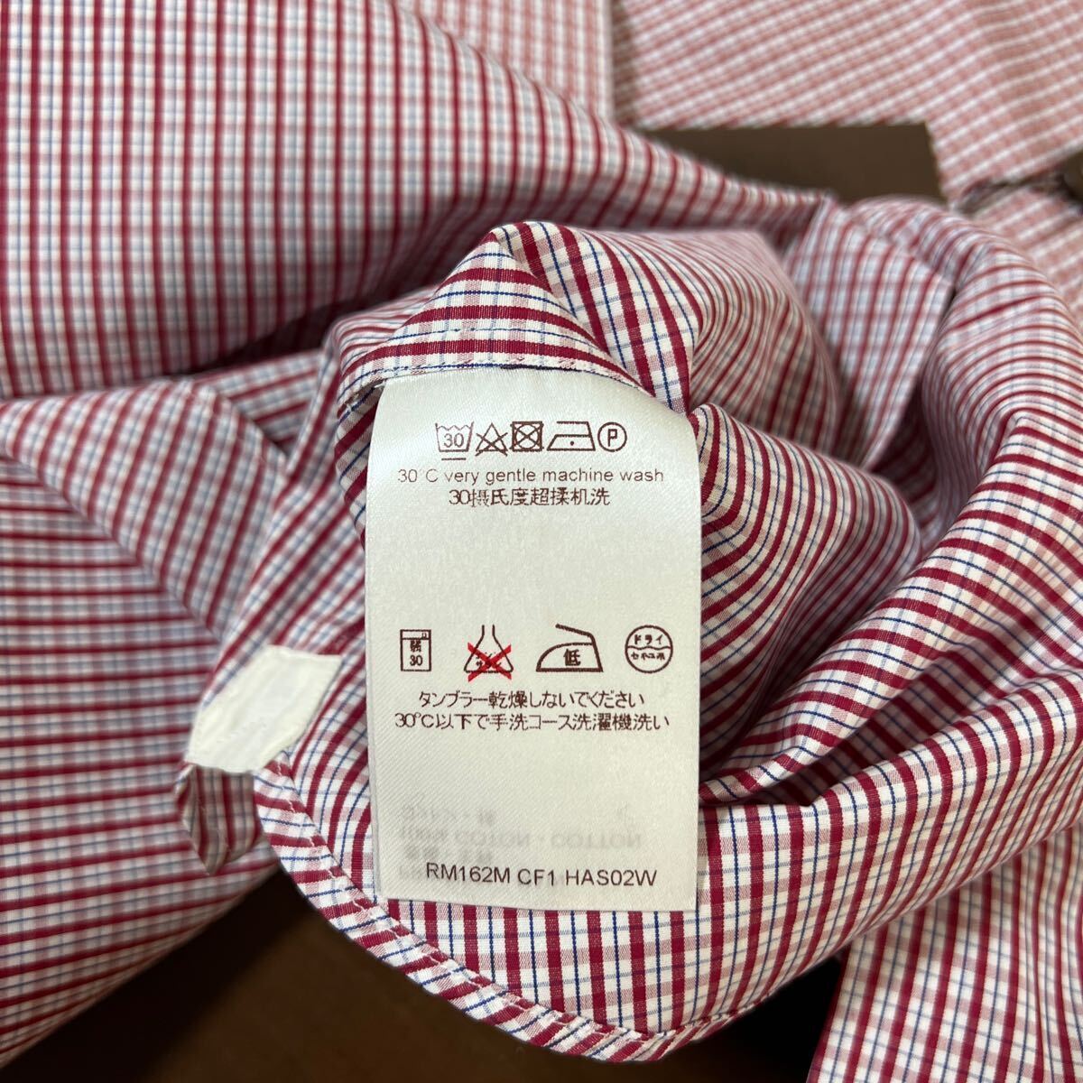 【新品未使用】LOUIS VUITTON ルイヴィトン LVサークル刺繍 チェックシャツ ドレスシャツ size S レッド メンズ タグ付きの画像7
