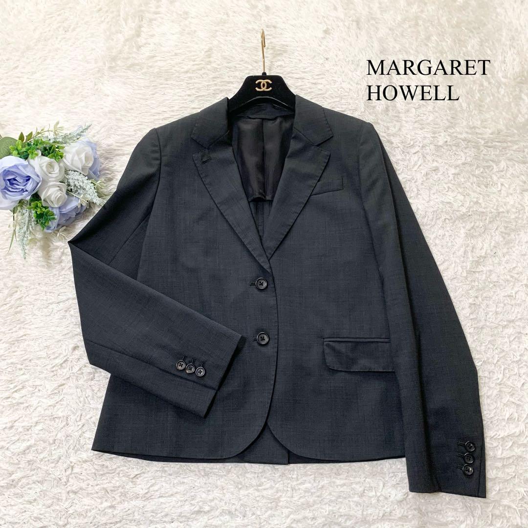 極美品　マーガレットハウエル テーラードジャケット 背抜き 春夏 グレー 2 MARGARET HOWELL サマー_画像1