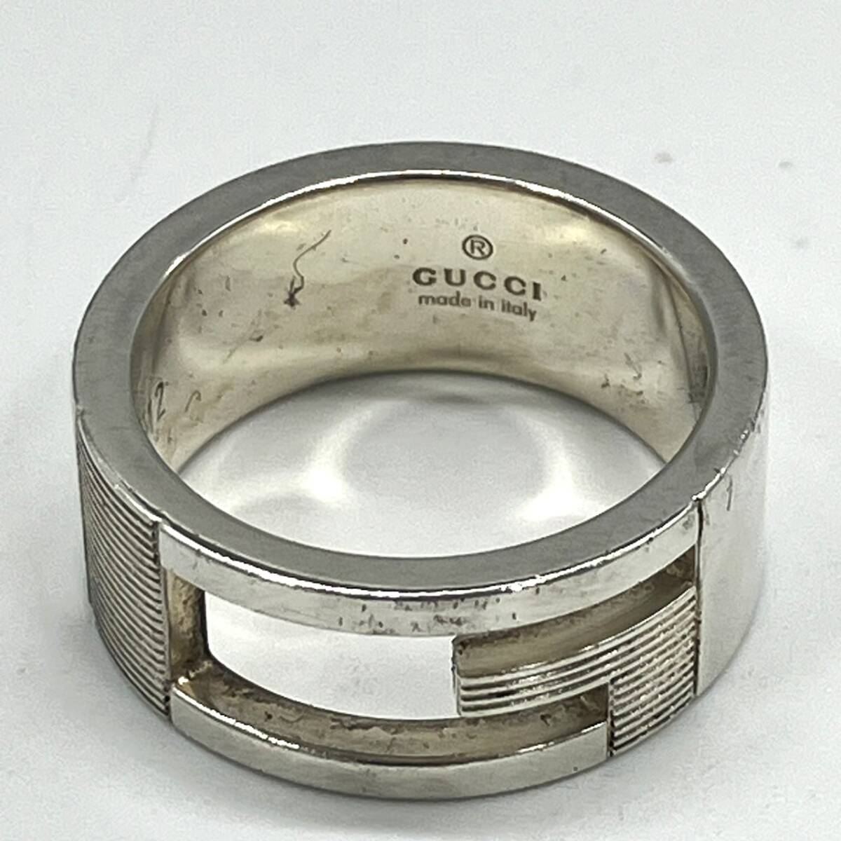 GUCCI　グッチ　032660-09840　ブランデッド　SV925　リング　＃12　7.5ｇ　ＧＧロゴ_画像3