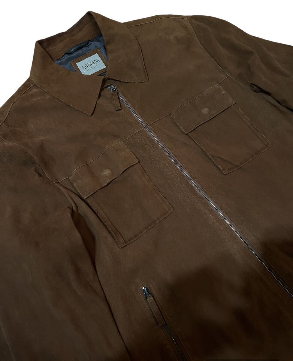 アルマーニ コレツィオーニ ARMANI COLLEZIONI ゴートレザー ジャケット 革ジャン ブルゾン 48 山羊革 Wジップ キャメル　Jacket GIORGIO_画像4