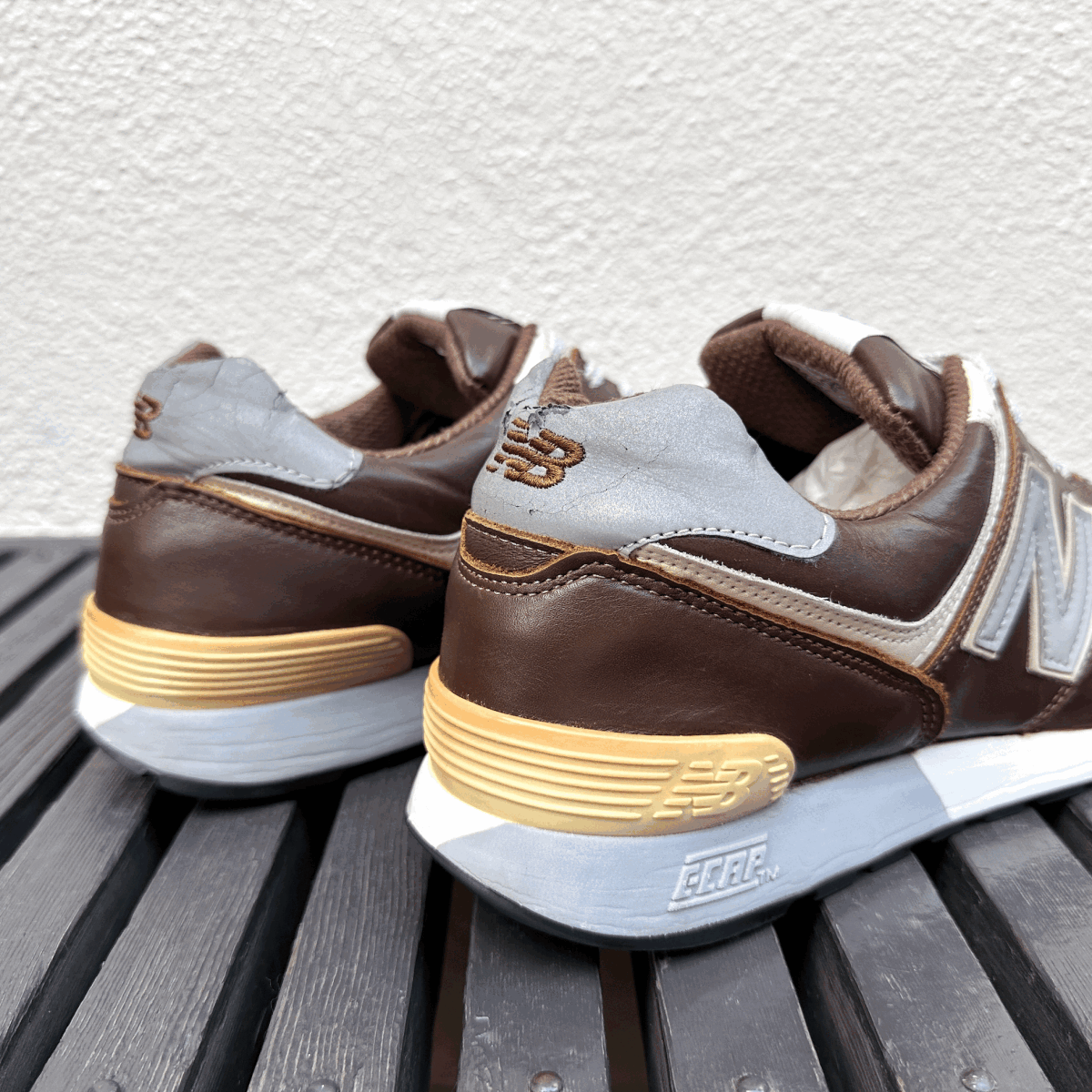 【ユーズド】廃番 USA製 New Balance M576CH CHOCOLATE BROWN US7.5D 25.5cm 中古 オールレザー ブラウン×グレー 限定 アメリカ米国製 茶_画像5