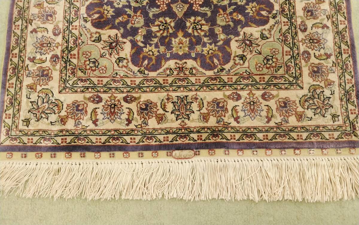 J1 トルコ絨毯 ヘレケ ペルシャ絨毯 シルク絨毯 100万ノット 工房サイン有の画像8