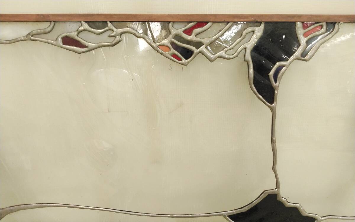 時代物 アンティーク ステンドグラス 73㎝×48㎝×1cm 色硝子 ヴィンテージ 昭和レトロ オールド ガラス 窓 古ガラス ギヤマンの画像10
