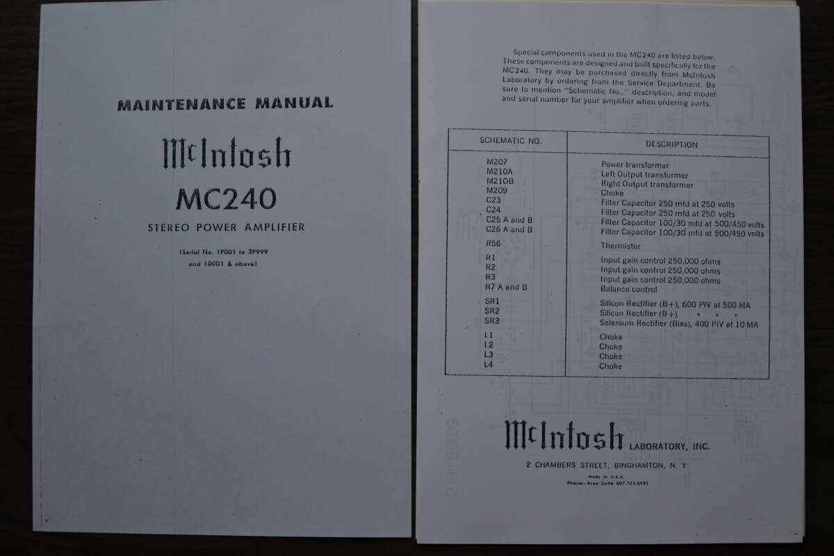 Mcintosh MC240 STEREO POWER PREAMPLIFIER　 OWNERS MANUAL_画像4