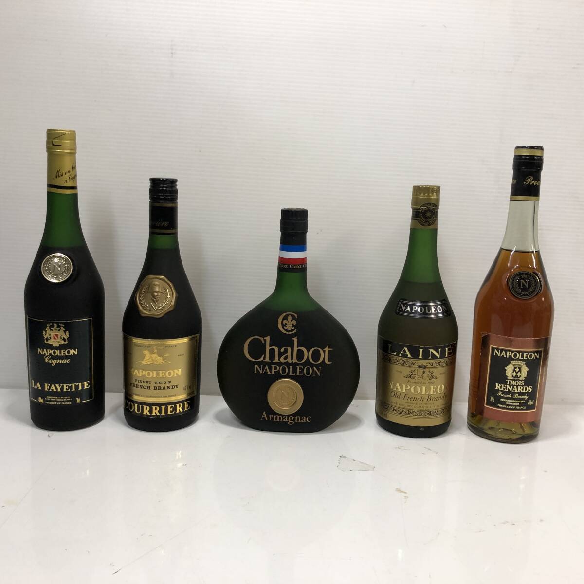 【未開栓】ブランデー コニャック 5本セット Armagnac NAPOLEON ナポレオン chabot TROIS RENARDS LAINE COURRIERE LA FAYETTEの画像1