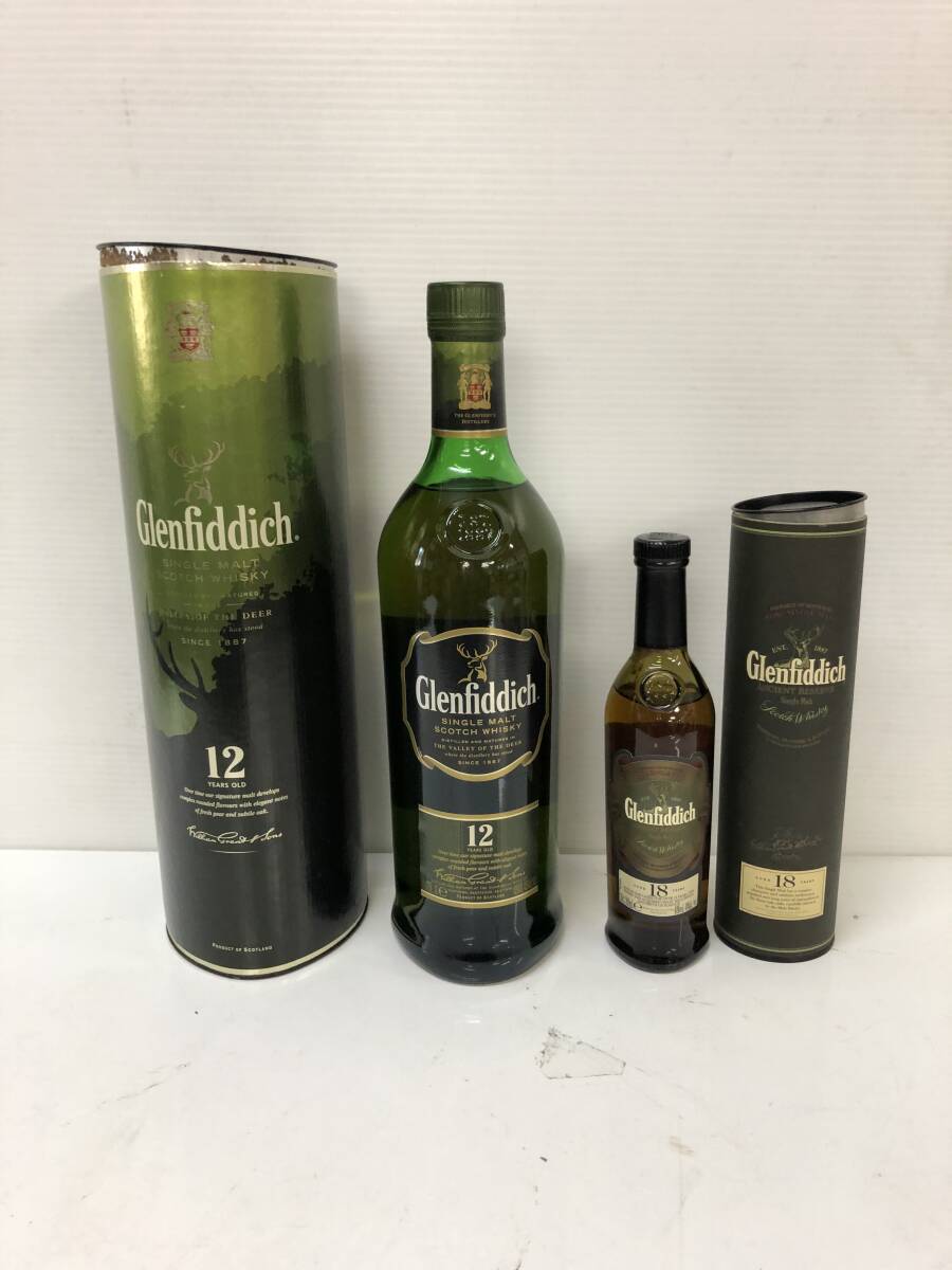 未開栓）SCOTCH WHISKY スコッチ ウイスキー Glenfiddich グレンフィディック 12年 18年 2本セット 1000ml 200ml_画像1