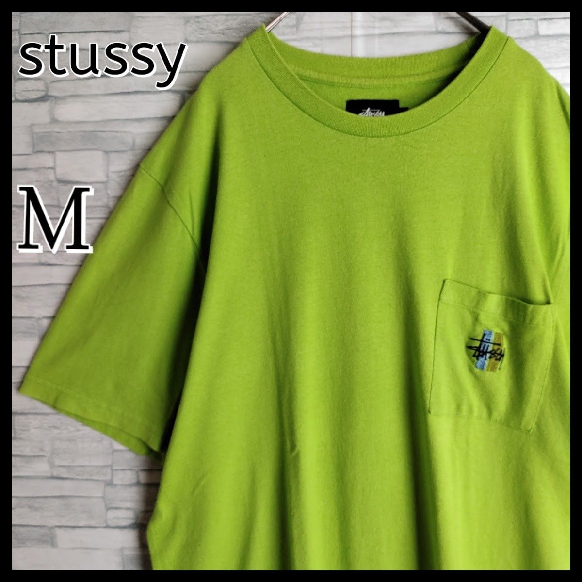希少デザイン】ステューシー ポケット付刺繍ロゴTシャツ Mサイズ 希少デザイン】ステューシー ポケット付刺繍ロゴTシャツ Mサイズ