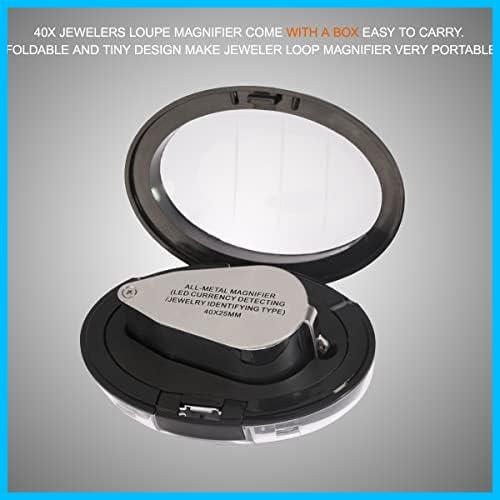  magnifying glass magnifier mobile magnifier jewelry magnifier gem judgment for diamond magnifier magnification 40 times magnifying glass folding type LED light attaching 