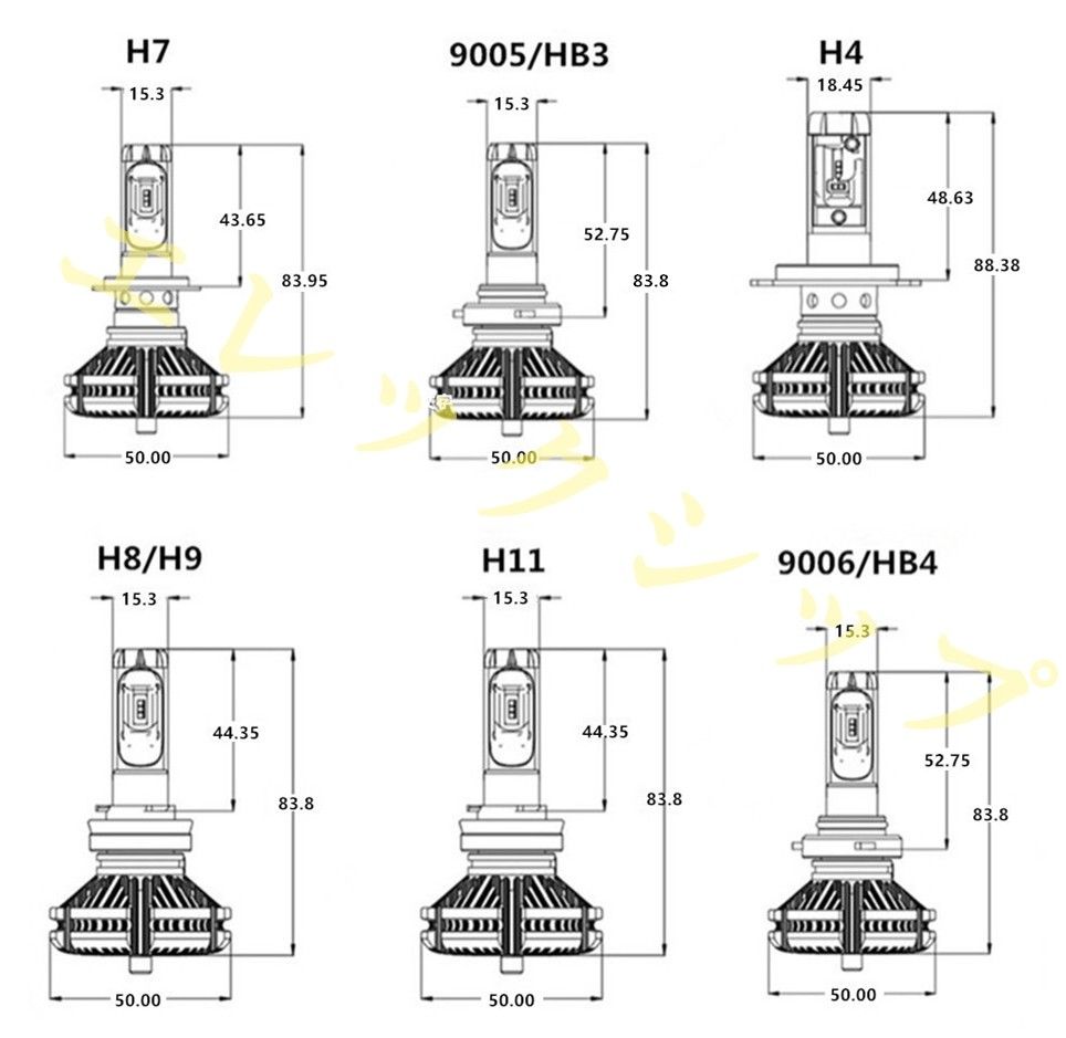 LEDヘッドライト、フォグランプ H1/H3/PXS26 H7/H8/H9/H10/H11/H16/HB3/HB4 H4