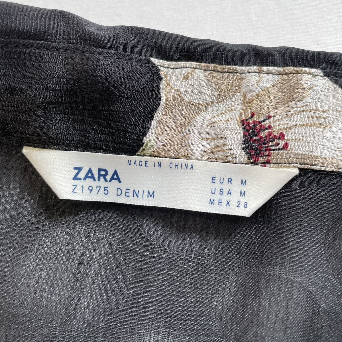 ZARA 大人お洒落スタイル ドット×フラワー ブラック シフォンプルオーバーブラウス サイズM ザラ♪の画像10