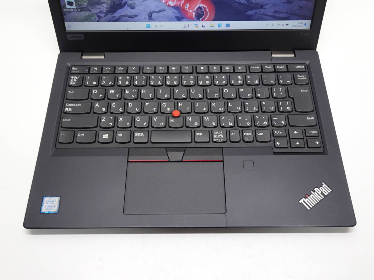 Lenovo ThinkPad L380 第8世代 Core i5 8250U メモリ8GB SSD256GB Win11 MS-Office 13.3インチ USB-C Bluetooth Webカメラ 管GC-362の画像2