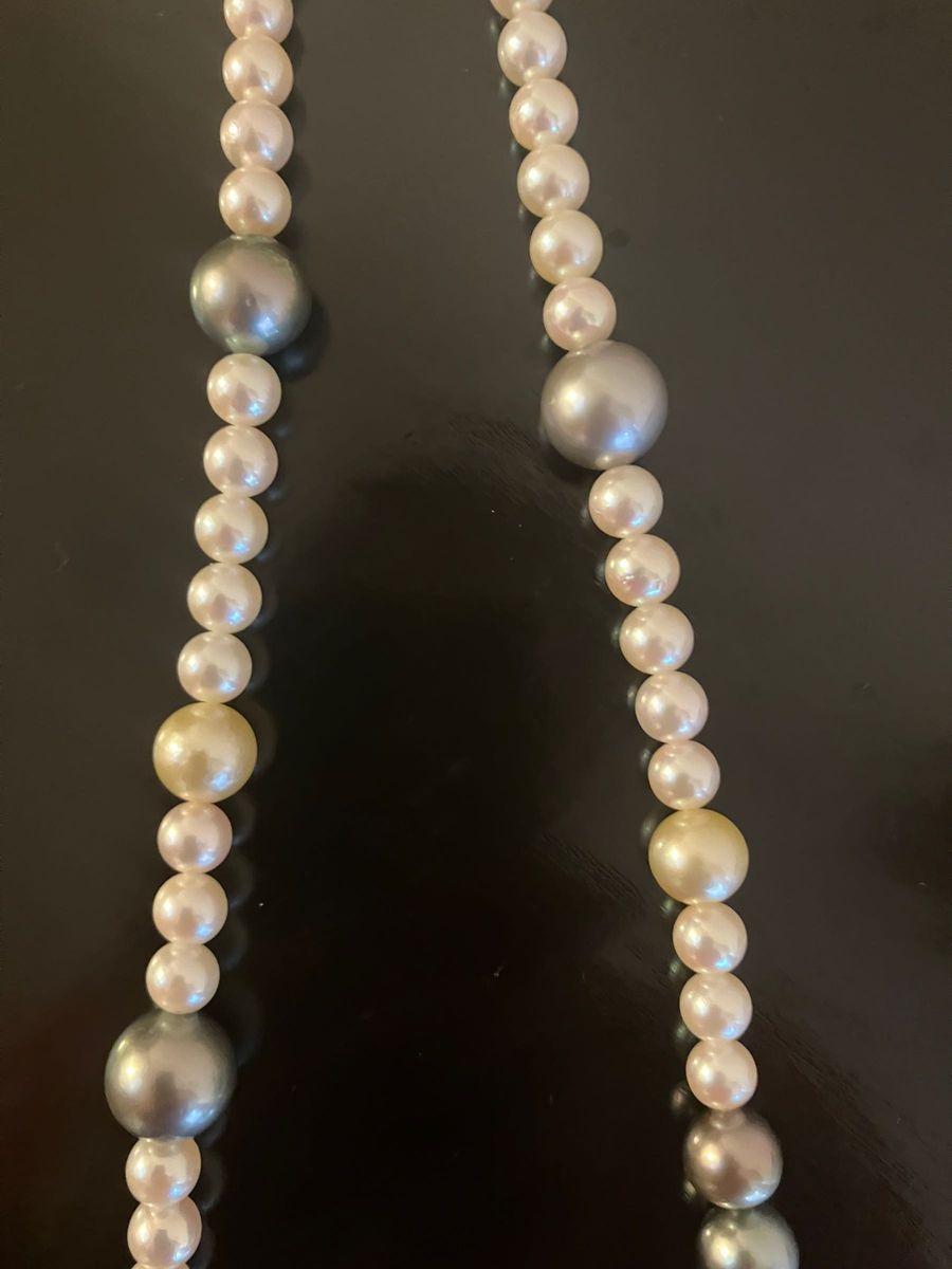 南洋真珠とアコヤ真珠のロングネックレス　