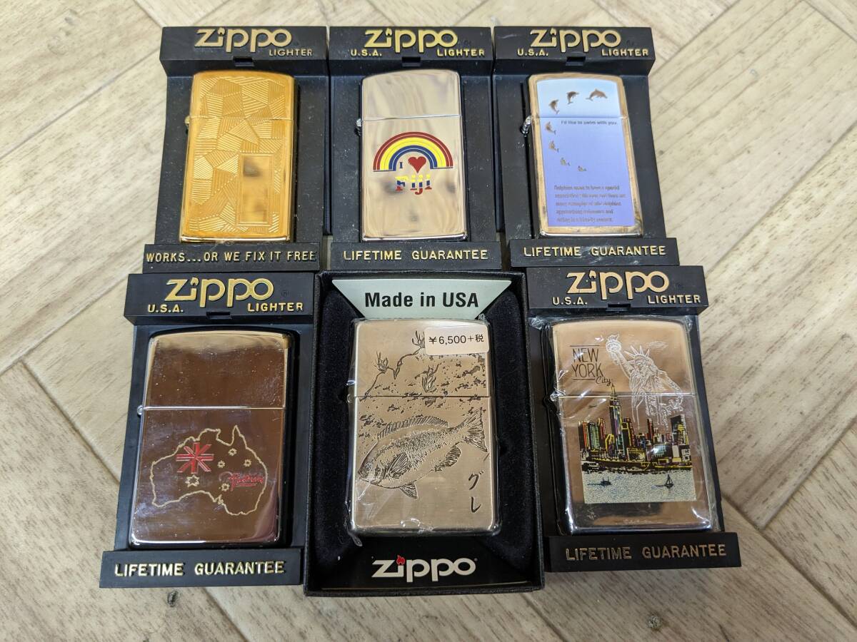 未使用 ZIPPO ジッポー ニューヨーク オーストラリア フィジー 他 6個セット_画像1