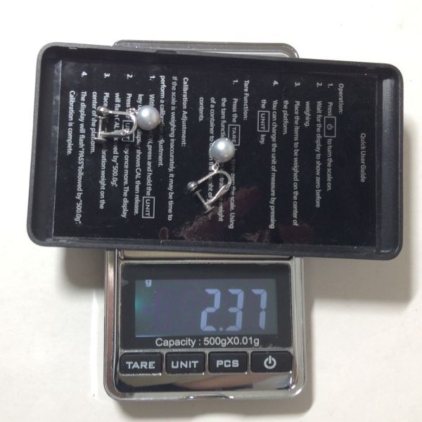 【中古品】パール ネックレス 約33.4g / イヤリング 約2.3g 真珠 SILVER 箱付き フェイクパール【アクセサリーセット】の画像7