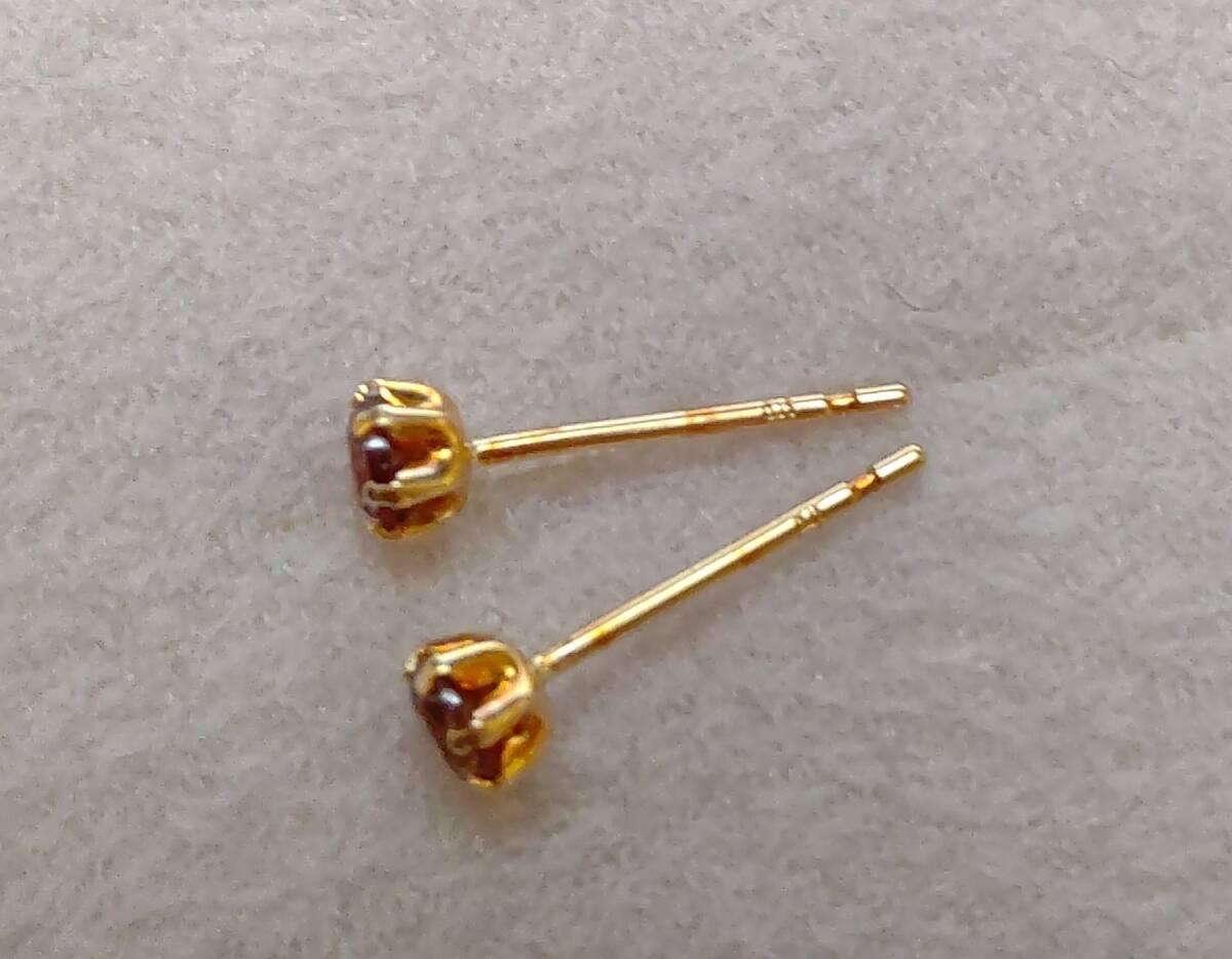  with translation new goods k18 yellow gold laz Berry zircon earrings 