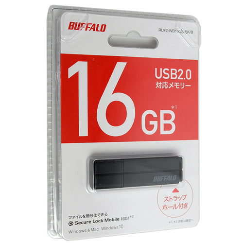 【ゆうパケット対応】BUFFALO バッファロー製 USBメモリー RUF2-WB16GB-BK/B 16GB ブラック [管理:1000022352]_画像1