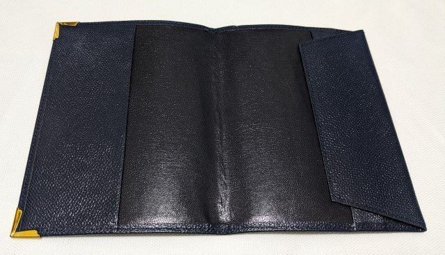 # unused Mikimoto book cover library book@ size leather navy blue MIKIMOTO#