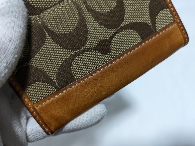 ■コーチ 小銭入れ コインケース キャンバス／レザー ブラウン シグネチャー柄 COACH■の画像7