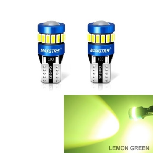 [2個] T10 LED ライムイエロー 12V キャンセラー内蔵 爆光 無極性 19LED グリーンイエロー 【送料無料】の画像1