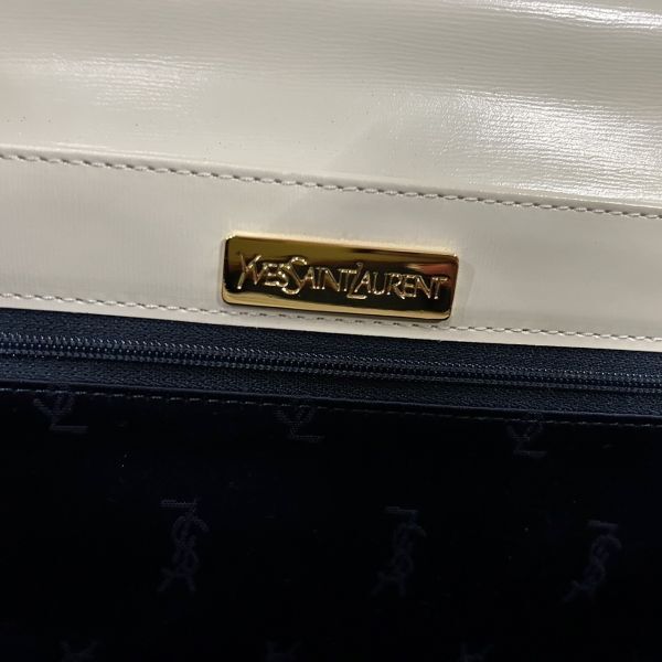 【A24】Yves Saint Laurent イヴ・サンローラン YSL ハンドバッグ 白 ホワイト 女性用 レディース 保存袋付 現状品の画像9