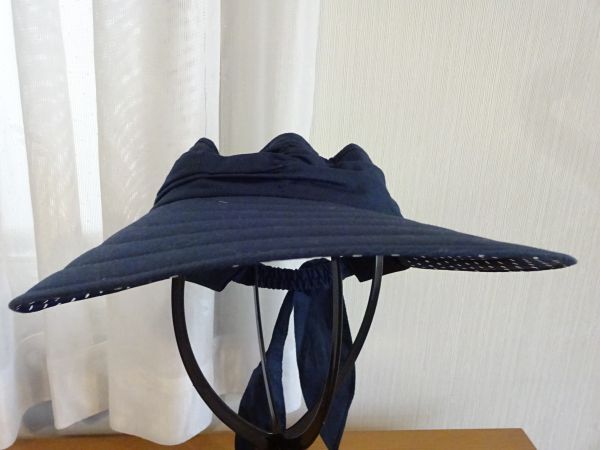 ∂ 三国製帽 ∂ レディース・婦人用　紺色帽子　サンバイザー　水玉模様　サイズ５７cm〜５９cm　キャップ　帽子_画像3
