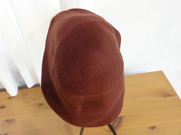 ∃ MILSA SECOND ∃ レディース・婦人用　クロッチェ　ブラウン色　サイズ５７cm〜５９cm　キャップ　帽子　日本製　ウール_画像5