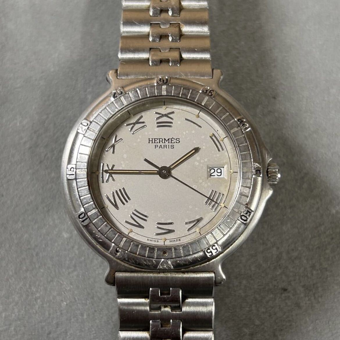 HERMES エルメス キャプテンニモ クォーツ デイト 腕時計 時計 ブランド 中古品の画像1