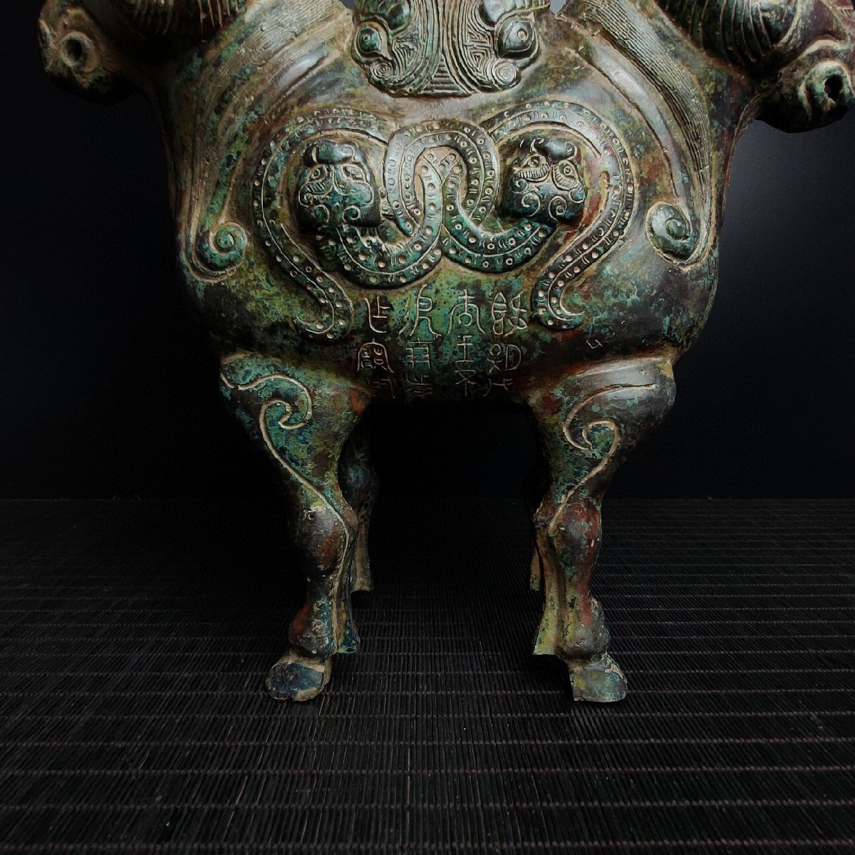 ◆古寳堂◆戦時期 青銅製 雙羊鳥 置物 賞物 極細工 古置物 古擺件 中国古美術 時代物 古董品_画像3