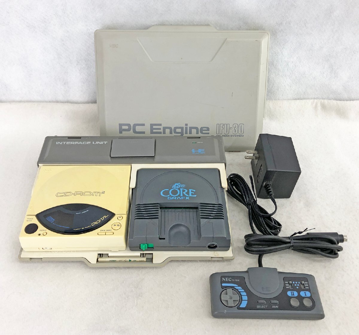 ★ジャンク品★PCエンジン コアグラフィックス + CD-ROM2 + インターフェースユニット PI-TG3 + CDR-30 + IFU-30 NECの画像1