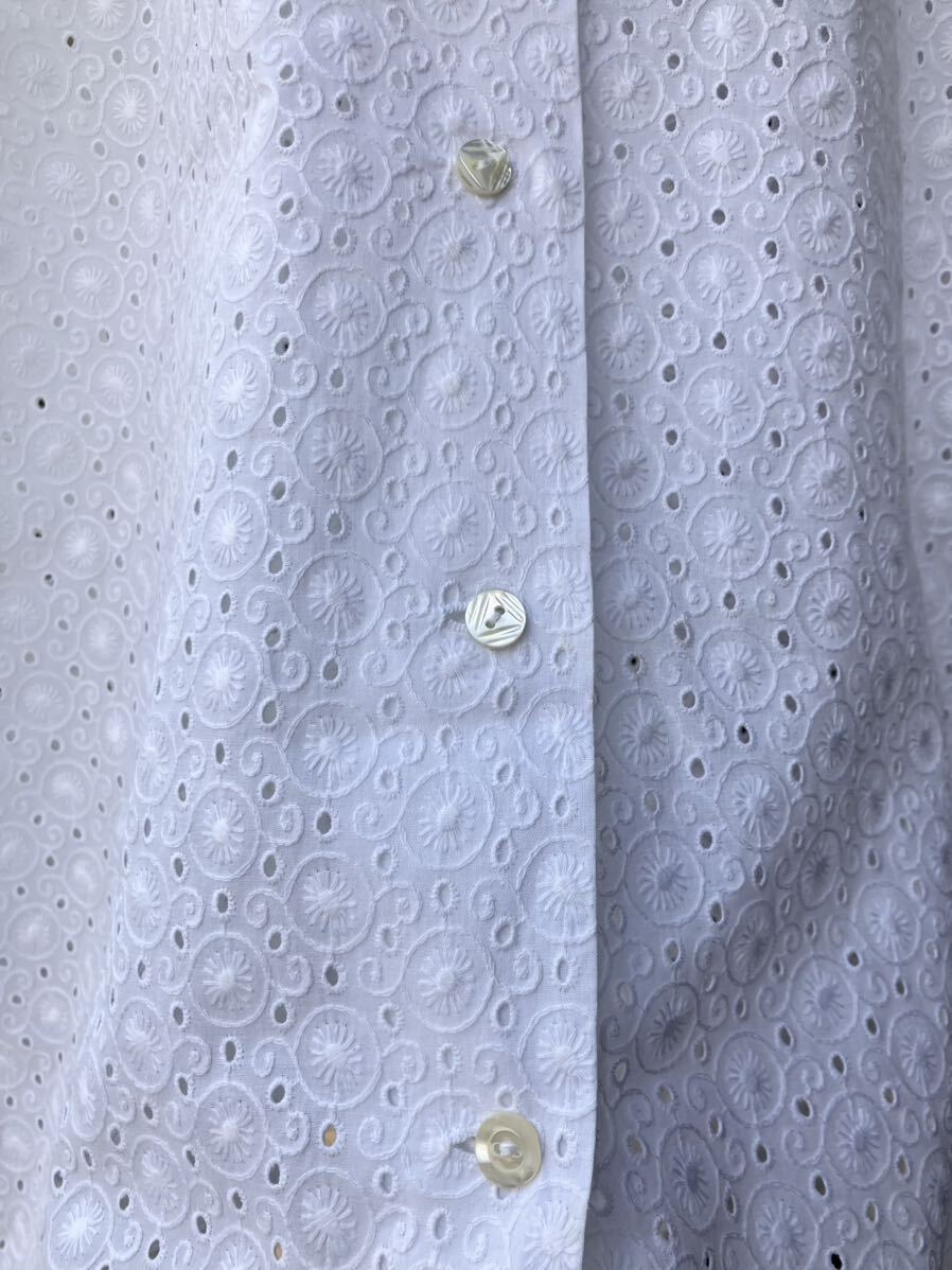 イギリス ヨーロッパvintage race blouse vintage shirt コットンレースブラウス 1950s cotton blouse白シャツ LV830_画像3