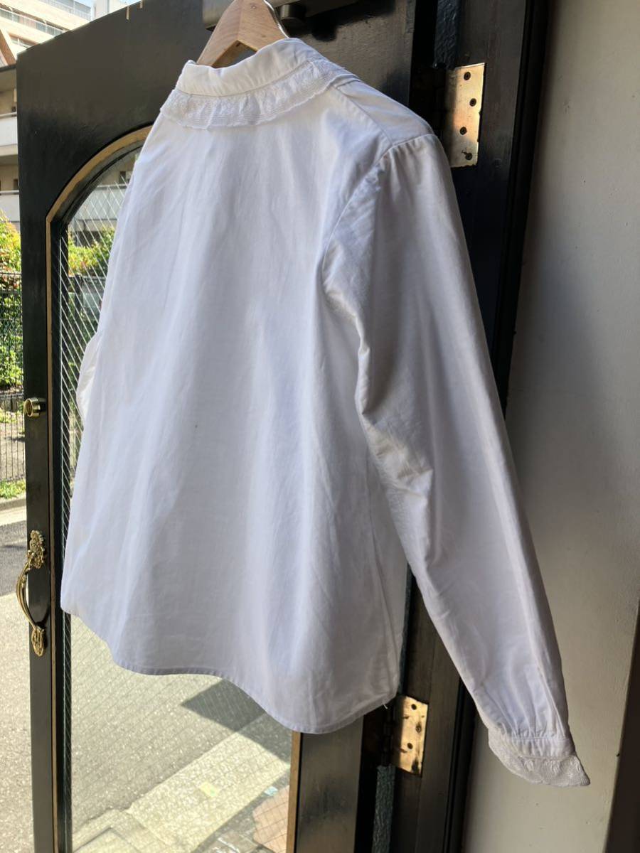 イギリス古着 race blouse vintage shirt コットンレースブラウス 長袖1950s cotton blouse白シャツ LV775_画像9
