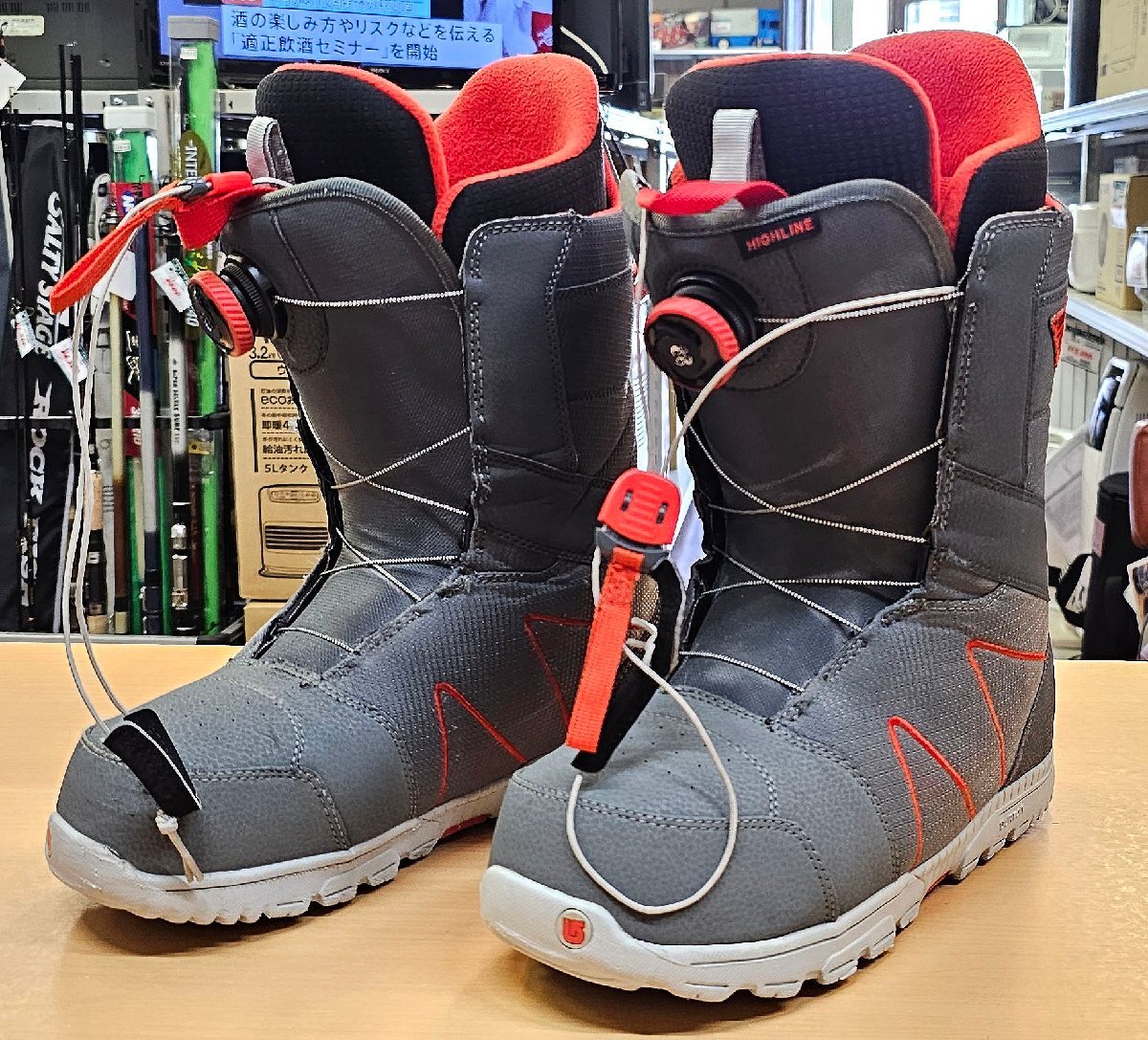 良品 BURTON バートン HIGHLINE BOA ハイライン メンズ スノーボードブーツ 10 28cm iMPRINT2 グレー×オレンジ系