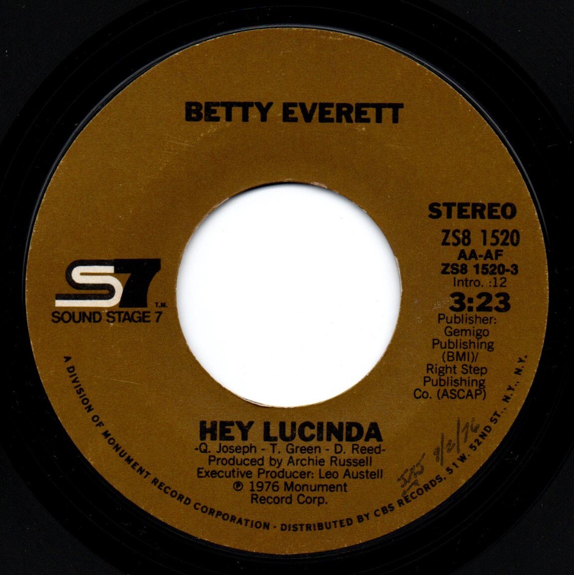 Betty Everett / My Love To Lean On ♪ Hey Lucinda (Sound Stage 7)の画像2
