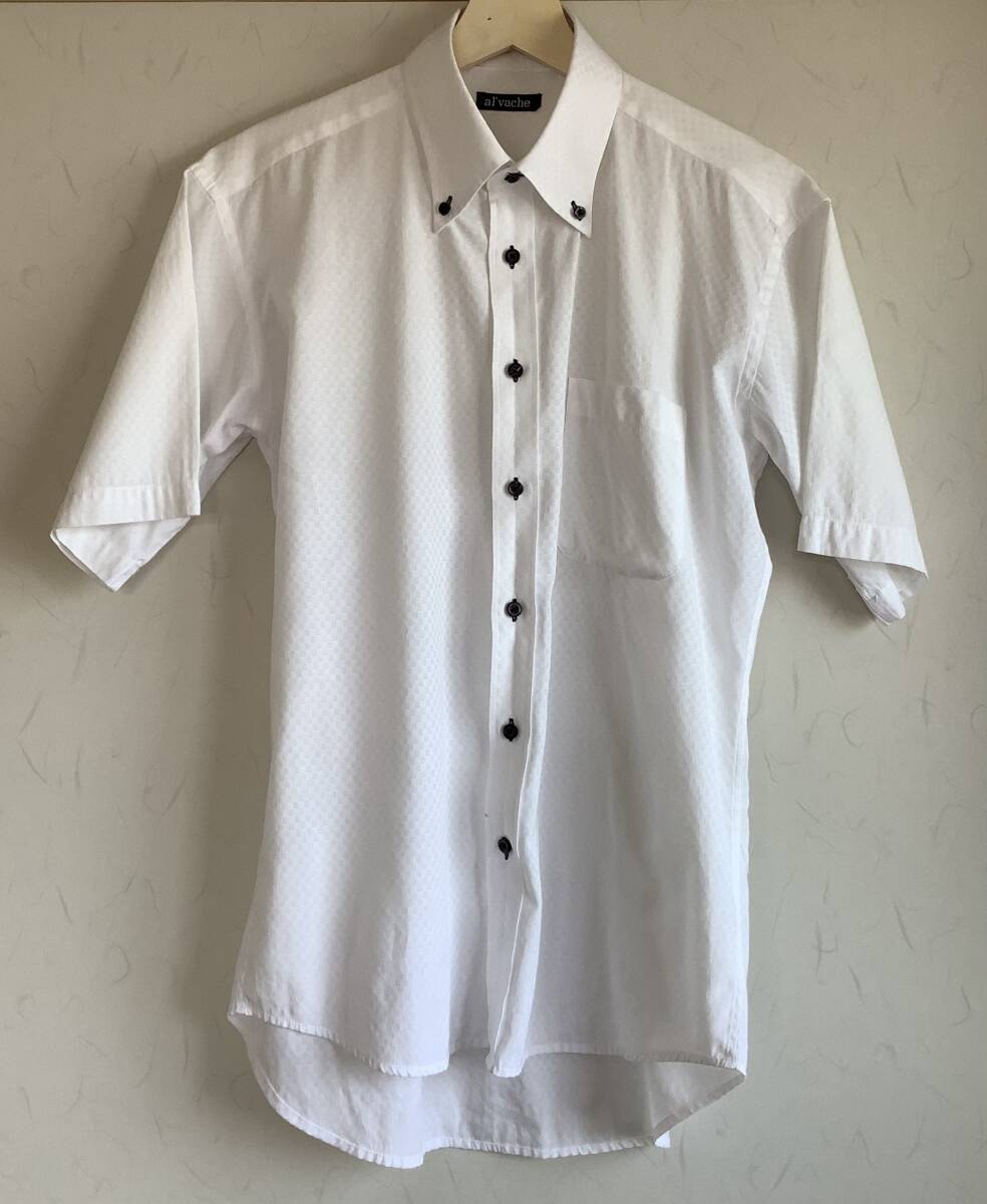 【中古美品】ワイシャツ 半袖 ボタンダウン カッターシャツ ビジネス Lサイズ 白 ホワイト の画像1