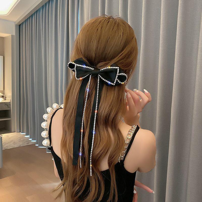 ヘアアクセサリー バレッタ ビッグリボン 韓国 ヘアクリップ 髪留め ブラック 結婚式 ウェディング ブライダルの画像2