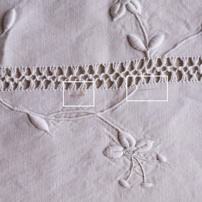 【210】フランス アンティーク ヴィンテージ シーツ 端切れ リネン 手刺繍 イニシャル ドロンワーク ハンドメイドの材料 リメイクの画像8