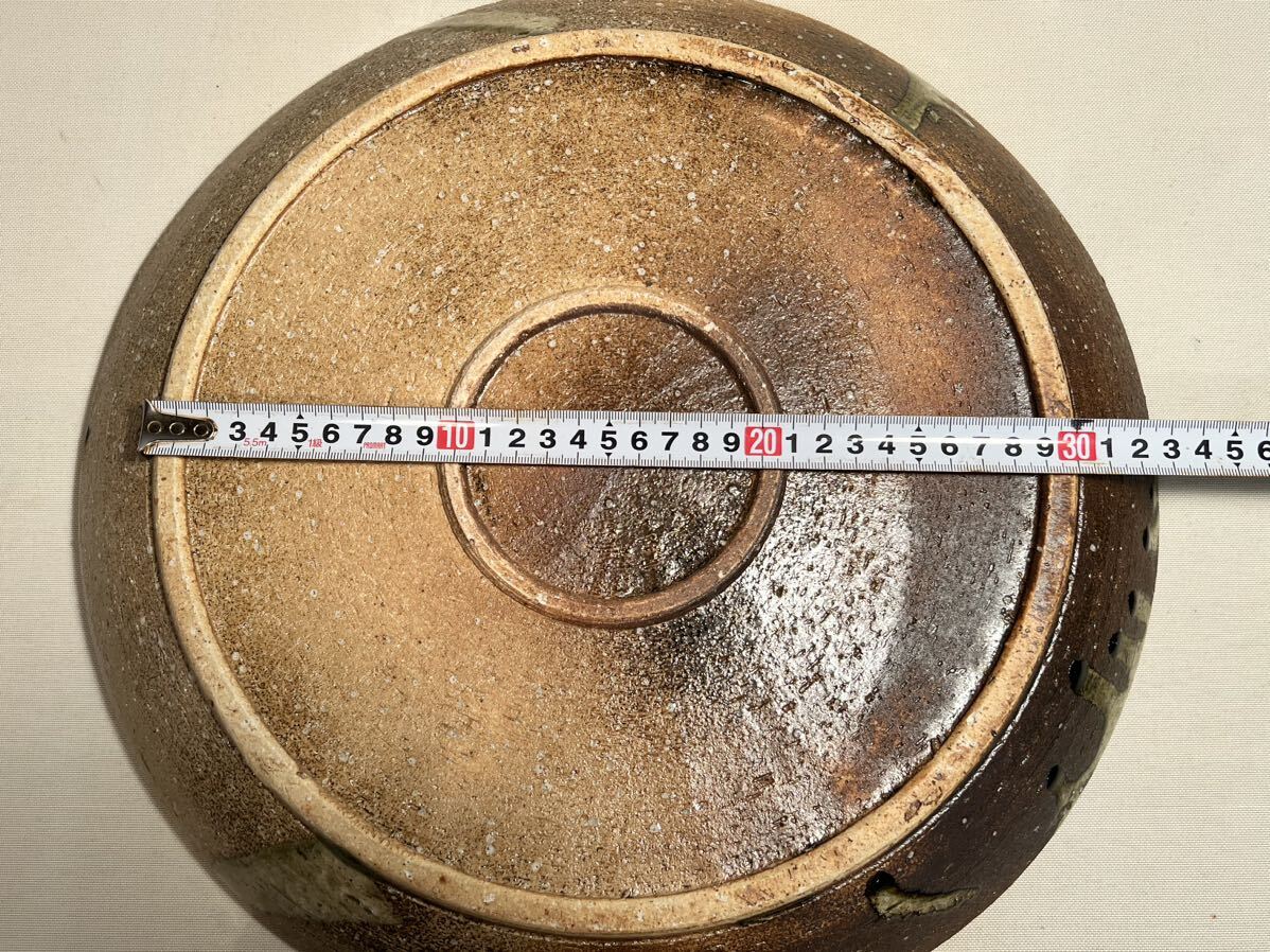 * не использовался хранение товар Shigaraki . большая тарелка 38.5cm* орнамент тарелка антиквариат японская посуда антиквариат товар блюдо времена предмет старый керамика старый изобразительное искусство 