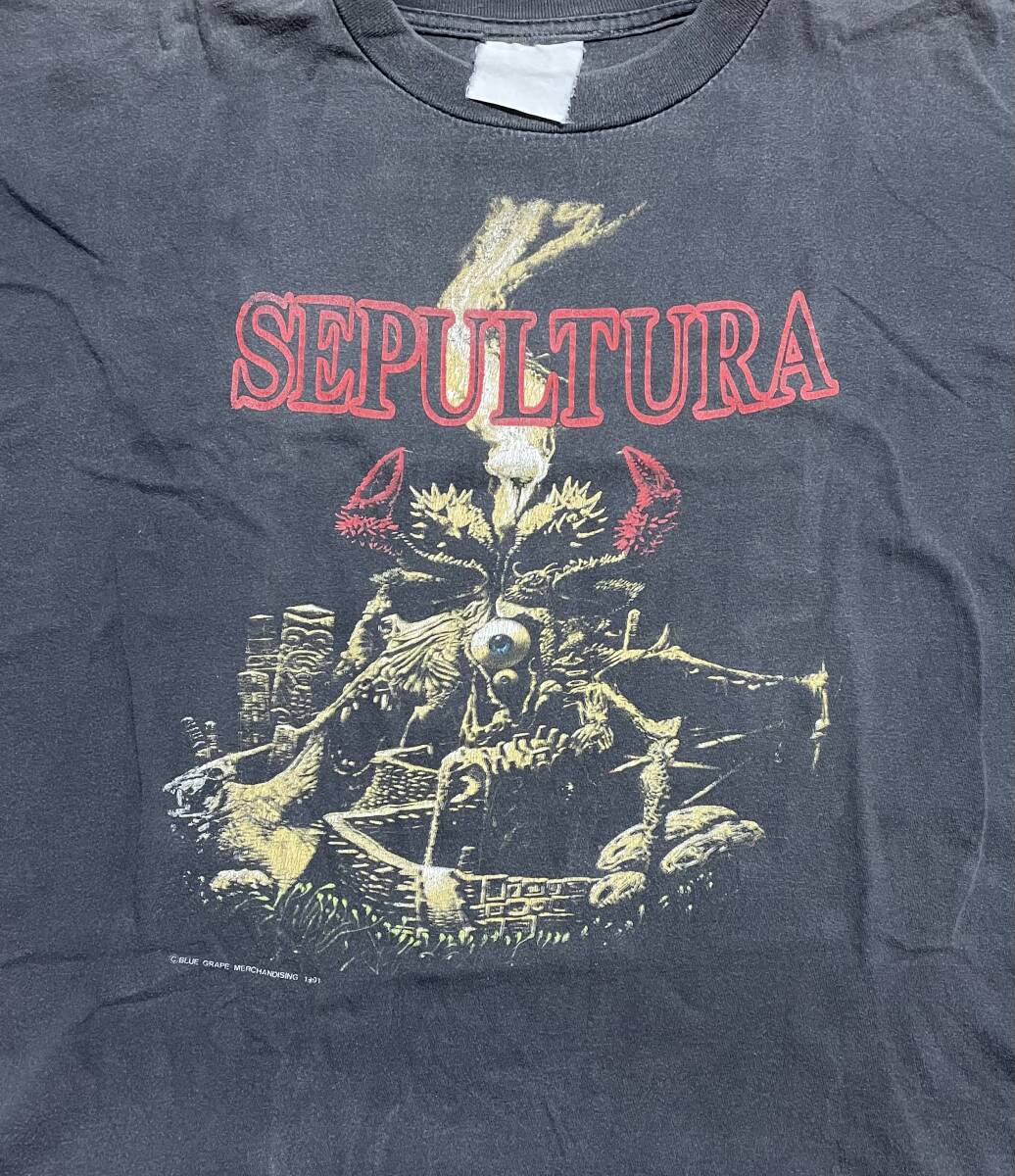 SEPULTURA ARISE ツアー Tシャツ ヴィンテージ スラッシュメタル デスメタル ダメージ有り ヨレ有り着丈約64cm身幅約55cmの画像1
