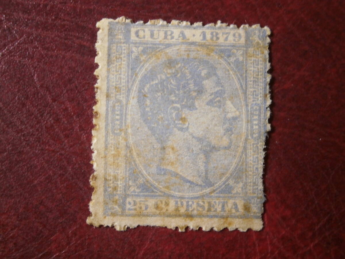 古切手/ １８７９年 スペイン領 CUBA切手 25PESETA 未使用の画像1